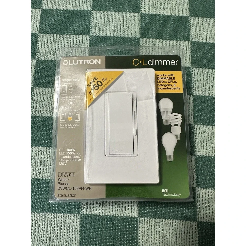 Lutron Diva White C-L Dimmer Switch Single Pole Or 3-Way  DVWCL-153PH-WH